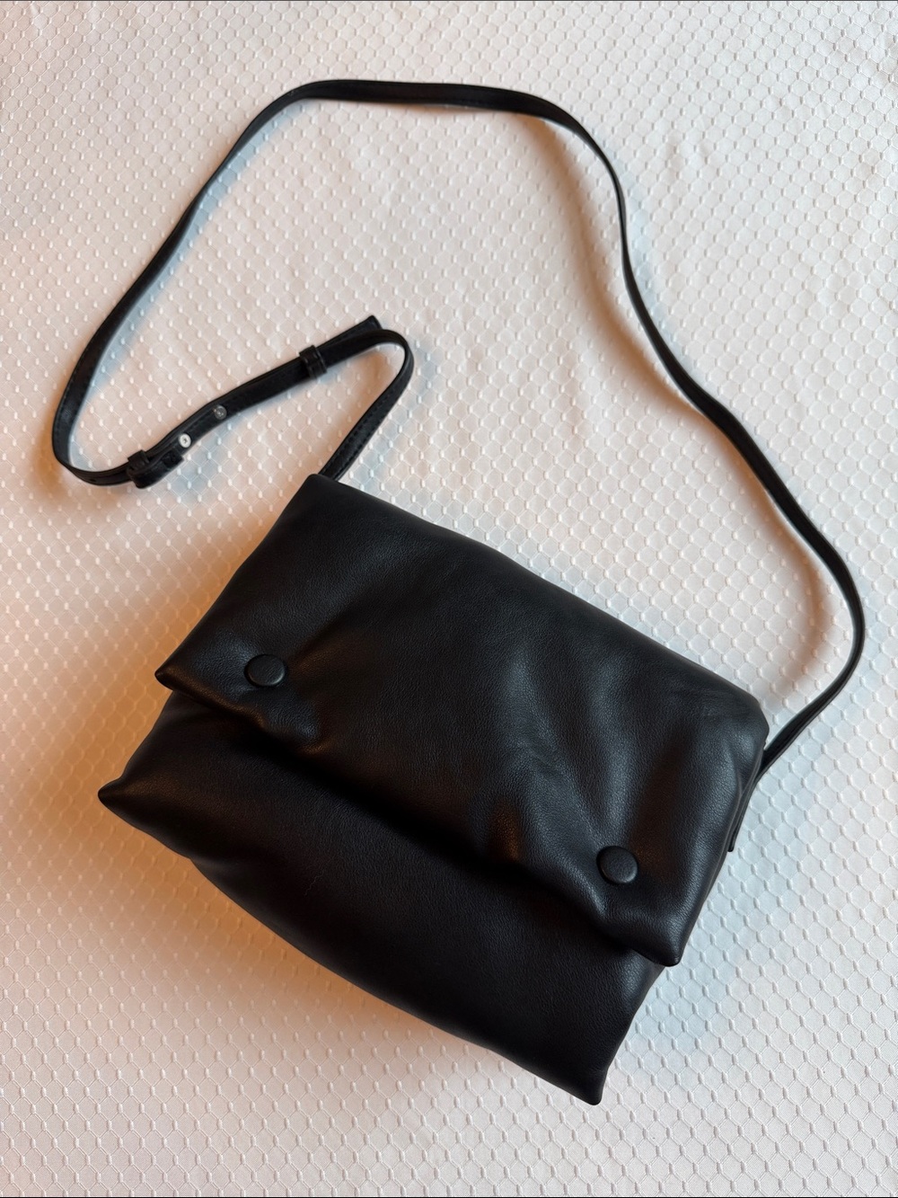 Mango Black Fold-Over Leather Crossbody Bag